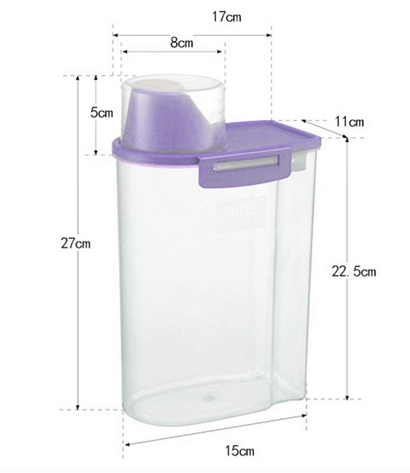 PISSION Pet Food Storage Container with Measuring Cup, Pour Spout and Seal Buckles Food Dispenser for Dogs Cats (Purple) - Image 1
